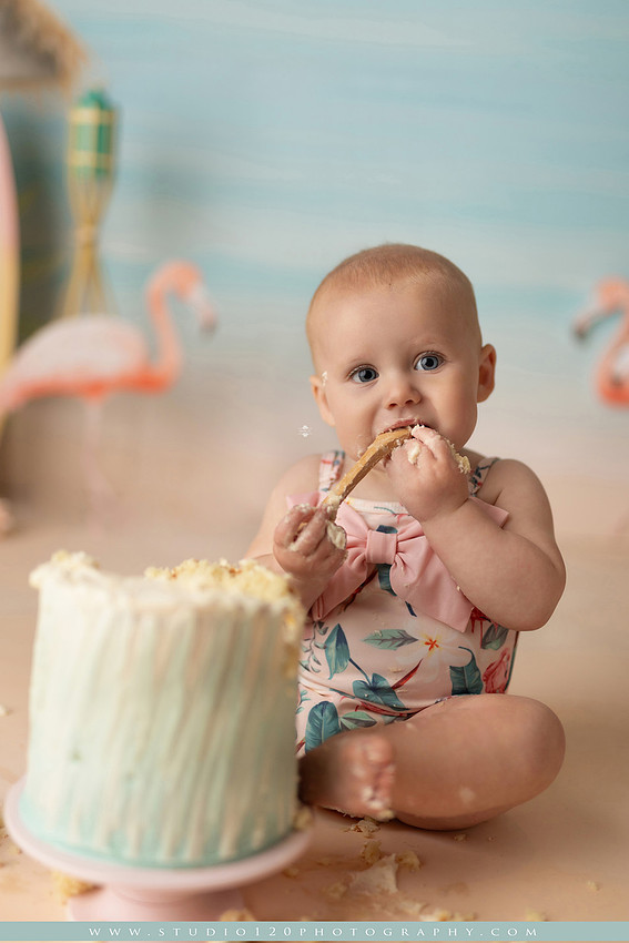 “first birthday portrait of baby in white dress with floral accents in light and airy studio”
“elegant first birthday portrait session with baby in white dress and neutral backdrop”
“luxe coastal cake smash with beach themed backdrop, flamingos and tropical decor”
“baby girl beach themed cake smash with pastel cake and tropical surfboard props”
“coastal first birthday cake smash with flamingo accents and soft beach colors”
“tropical cake smash photography featuring baby and pastel beach themed set”
“baby enjoying cake smash in coastal themed studio with palm trees and flamingos”
“beach inspired cake smash session with baby standing in cake and tropical decor”
“luxury cake smash photography with coastal beach theme and soft pastel tones”