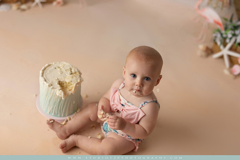 “first birthday portrait of baby in white dress with floral accents in light and airy studio”
“elegant first birthday portrait session with baby in white dress and neutral backdrop”
“luxe coastal cake smash with beach themed backdrop, flamingos and tropical decor”
“baby girl beach themed cake smash with pastel cake and tropical surfboard props”
“coastal first birthday cake smash with flamingo accents and soft beach colors”
“tropical cake smash photography featuring baby and pastel beach themed set”
“baby enjoying cake smash in coastal themed studio with palm trees and flamingos”
“beach inspired cake smash session with baby standing in cake and tropical decor”
“luxury cake smash photography with coastal beach theme and soft pastel tones”