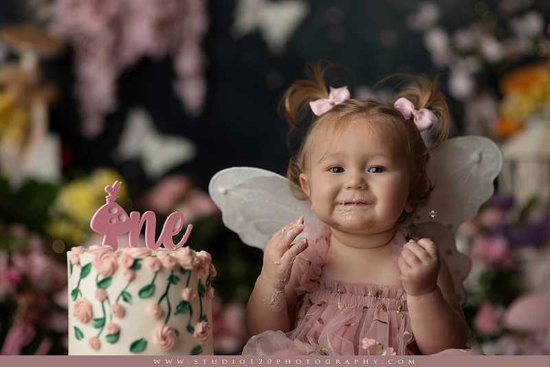 SOTP5449 copyEnchanted woodland fairy cake smash and first birthday milestone portraits at Studio 120 Photography serving Ramona and San Diego, California.