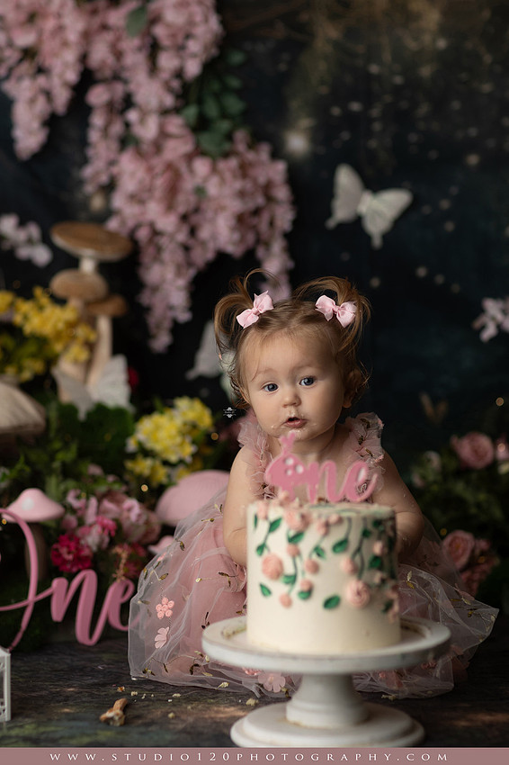 SOTP5449 copyEnchanted woodland fairy cake smash and first birthday milestone portraits at Studio 120 Photography serving Ramona and San Diego, California.