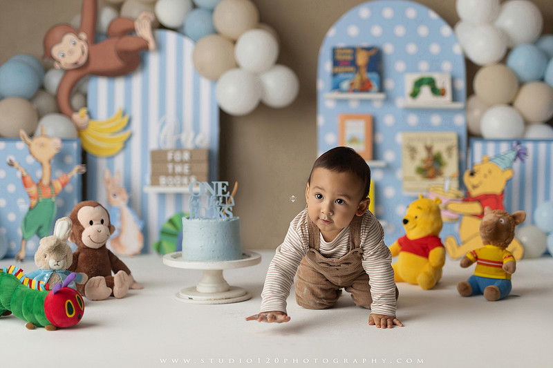 First birthday cake smash and western splash milestone session at Studio 120 Photography in Ramona California serving Poway, Santee, Lakeside, and San Diego families