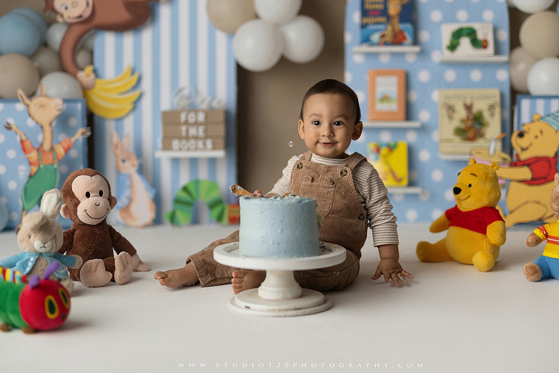 First birthday cake smash and western splash milestone session at Studio 120 Photography in Ramona California serving Poway, Santee, Lakeside, and San Diego families