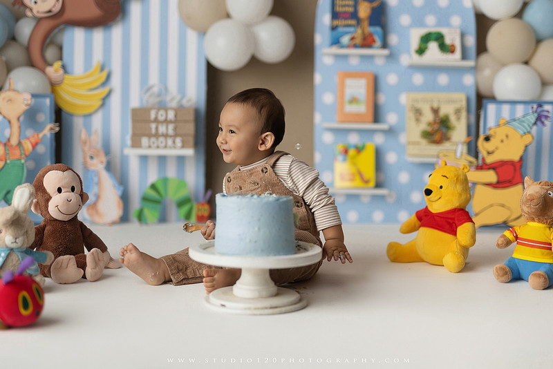 First birthday cake smash and western splash milestone session at Studio 120 Photography in Ramona California serving Poway, Santee, Lakeside, and San Diego families