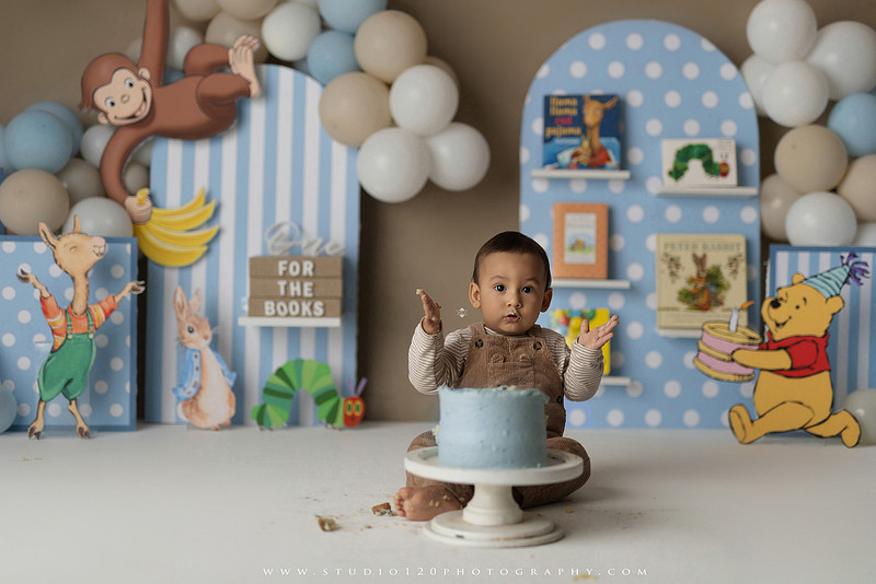 First birthday cake smash and western splash milestone session at Studio 120 Photography in Ramona California serving Poway, Santee, Lakeside, and San Diego families