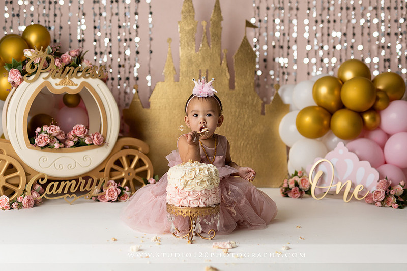 "first birthday photographer", "princess cake smash", "luxe cake smash", "baby milestone photography", "San Diego cake smash photographer", "first birthday photos", "custom cake smash set", "baby portrait session", "princess birthday photos", "one year old photos", "client closet outfits", "first birthday celebration"