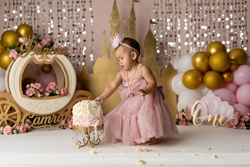"first birthday photographer", "princess cake smash", "luxe cake smash", "baby milestone photography", "San Diego cake smash photographer", "first birthday photos", "custom cake smash set", "baby portrait session", "princess birthday photos", "one year old photos", "client closet outfits", "first birthday celebration"