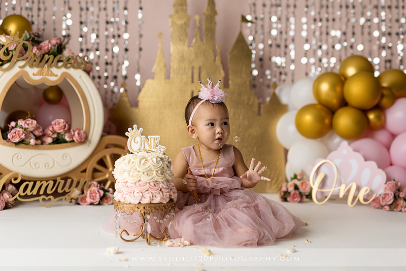 "first birthday photographer", "princess cake smash", "luxe cake smash", "baby milestone photography", "San Diego cake smash photographer", "first birthday photos", "custom cake smash set", "baby portrait session", "princess birthday photos", "one year old photos", "client closet outfits", "first birthday celebration"