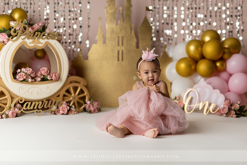 "first birthday photographer", "princess cake smash", "luxe cake smash", "baby milestone photography", "San Diego cake smash photographer", "first birthday photos", "custom cake smash set", "baby portrait session", "princess birthday photos", "one year old photos", "client closet outfits", "first birthday celebration"