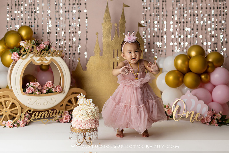 "first birthday photographer", "princess cake smash", "luxe cake smash", "baby milestone photography", "San Diego cake smash photographer", "first birthday photos", "custom cake smash set", "baby portrait session", "princess birthday photos", "one year old photos", "client closet outfits", "first birthday celebration"