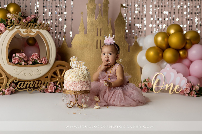 "first birthday photographer", "princess cake smash", "luxe cake smash", "baby milestone photography", "San Diego cake smash photographer", "first birthday photos", "custom cake smash set", "baby portrait session", "princess birthday photos", "one year old photos", "client closet outfits", "first birthday celebration"