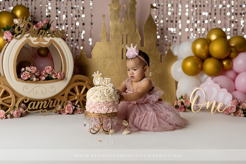"first birthday photographer", "princess cake smash", "luxe cake smash", "baby milestone photography", "San Diego cake smash photographer", "first birthday photos", "custom cake smash set", "baby portrait session", "princess birthday photos", "one year old photos", "client closet outfits", "first birthday celebration"
