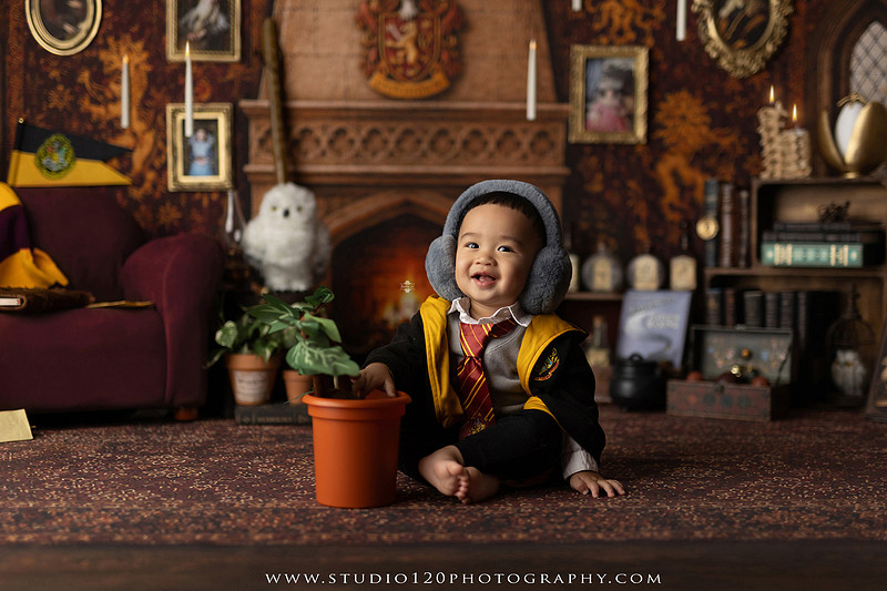 "Harry Potter cake smash", "Gryffindor cake smash", "Harry Potter first birthday", "Gryffindor common room", "wizard themed cake smash", "magical first birthday", "first birthday cake smash", "cake smash photographer", "Ramona cake smash photographer", "San Diego cake smash photographer", "milestone photography", "first birthday portraits", "one year old photos", "custom cake smash theme", "Harry Potter birthday photos", "luxury cake smash photography", "birthday photography", "Ramona photographer", "San Diego photographer", "classic milestone portraits", "studio milestone session", "baby milestone photography", "first birthday photography", "custom photography sets", "Studio 120 Photography"