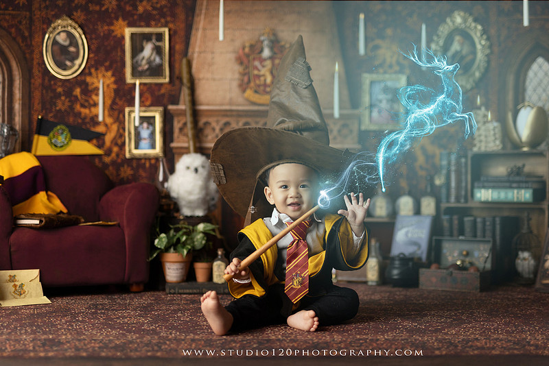"Harry Potter cake smash", "Gryffindor cake smash", "Harry Potter first birthday", "Gryffindor common room", "wizard themed cake smash", "magical first birthday", "first birthday cake smash", "cake smash photographer", "Ramona cake smash photographer", "San Diego cake smash photographer", "milestone photography", "first birthday portraits", "one year old photos", "custom cake smash theme", "Harry Potter birthday photos", "luxury cake smash photography", "birthday photography", "Ramona photographer", "San Diego photographer", "classic milestone portraits", "studio milestone session", "baby milestone photography", "first birthday photography", "custom photography sets", "Studio 120 Photography"