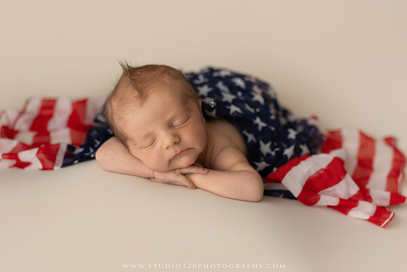 Professional newborn photography session in Ramona featuring a sleeping baby boy, sibling portraits, loving family photos, timeless neutral styling, wrapped newborn poses, and classic studio portraits by Studio 120 Photography.