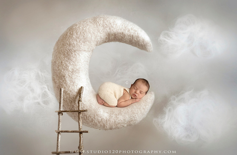 A professional newborn photography gallery featuring baby Caleb with his family at Studio 120 Photography in Ramona. The collection includes timeless family portraits with parents and four siblings, heartfelt individual parent and baby portraits, sibling photos gathered around a miniature crib, classic wrapped newborn poses, a personalized knit nightcap embroidered with Caleb's name, a custom football-themed newborn setup on a football under stadium lights, a football bowl prop with vintage football décor, and an organic newborn portrait with rich green knit textures and natural greenery. Soft neutral tones, personalized details, and family-centered images celebrate the arrival of a new baby while serving families throughout Ramona and the San Diego area.