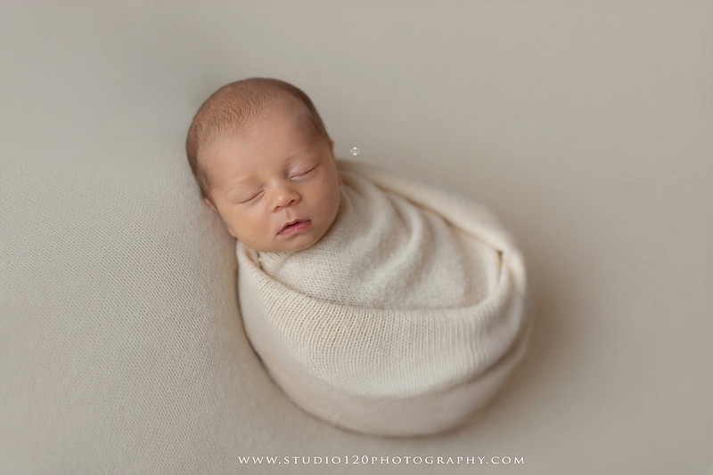 A collection of timeless newborn portraits featuring a sleeping baby boy photographed in Studio 120 Photography's Ramona studio. The gallery includes organic, neutral styling with soft cream wraps, textured knit blankets, rustic wooden bowls, vintage wash tubs, woven baskets, a modern macramé hammock, and a miniature woodland chair surrounded by handcrafted pine trees. Rich wood tones, eucalyptus greenery, dried botanicals, and warm natural textures create an elegant, earthy aesthetic. The collection also features simple beanbag portraits highlighting the baby's tiny features, peaceful sleeping poses, sweet smiles, and bright awake expressions. These fine art newborn photographs capture the beauty of a baby's earliest days with classic, heirloom-quality styling for families throughout Ramona, San Diego, Poway, Escondido, Lakeside, El Cajon, and surrounding Southern California communities.