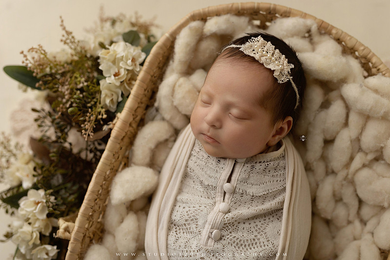 Newborn baby girl photography session featuring soft pink, lavender, blue and neutral styling, floral newborn portraits, rustic western-inspired setups, sibling photos with two big brothers, and family portraits with parents at Studio 120 Photography in Ramona, California.